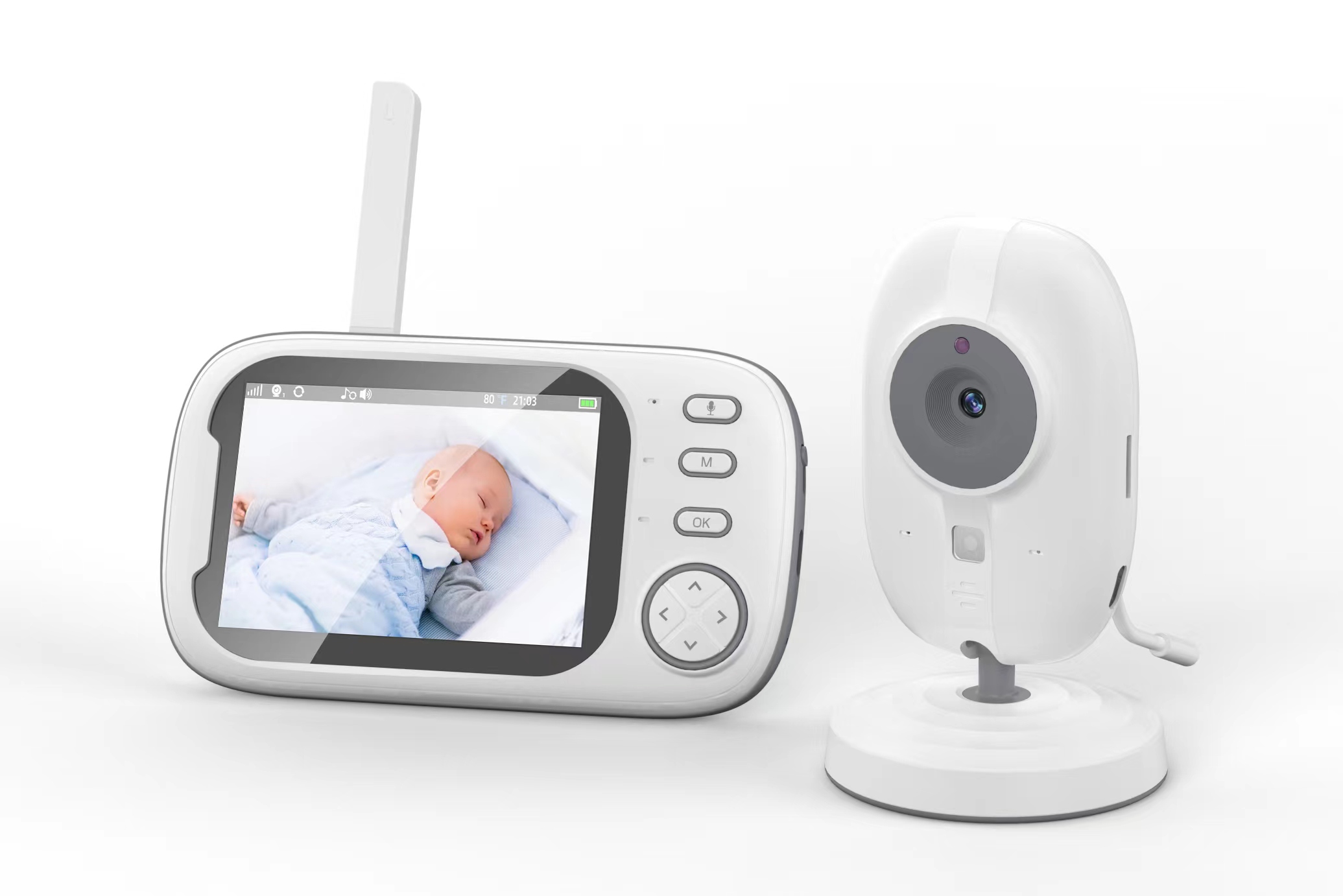 Baby Monitor 3.5 inch LCD Screen Connectable with 2.4 GHz Cameras Temperature Sensor Night Vision 720P HD Baby Camera Monitor - 副本
